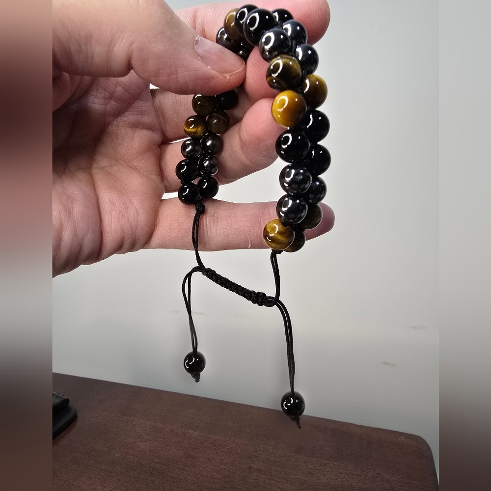 Tigers Eye, Obsidian, and Hematite Crystal Bracelet - Picture 13 of 14